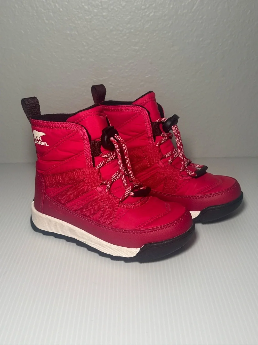 Sorel Girls Whitney 2 Waterproof Red Winter Boots with Pull Loop